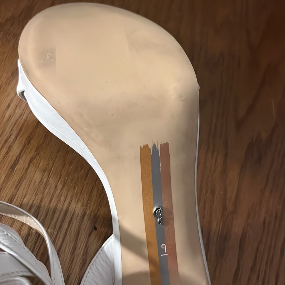 Sam Edelman Jade White Leather Ankle Strap Sandals Size 9 - Picture 11 of 12